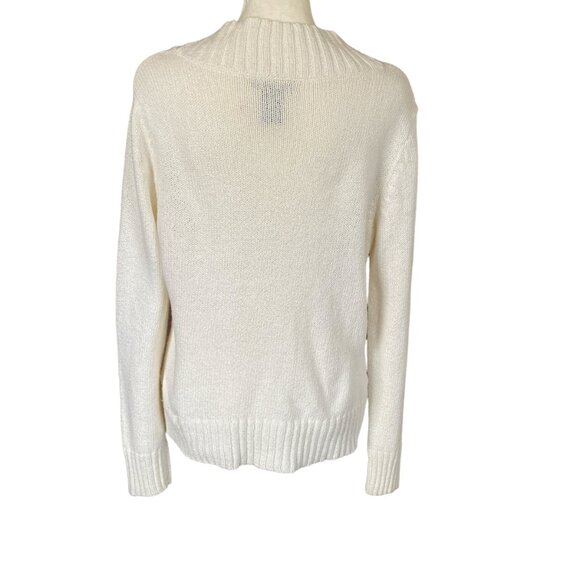 New York & Company women's medium ivory cream soft long sleeve stretchy cardigan - Picture 4 of 10